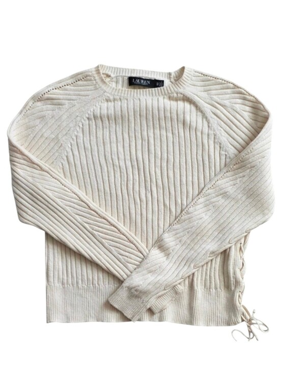 Lauren Ralph Lauren Sweaters - Lauren Ralph Lauren XS Lace Up Ribbed Knit Sweater Boho Extra Small